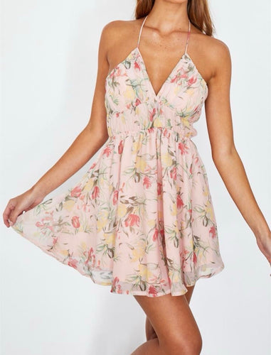 First Date floral pink mini dress