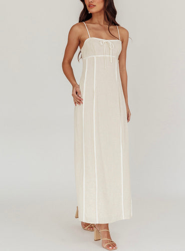 Piper beige maxi dress linen