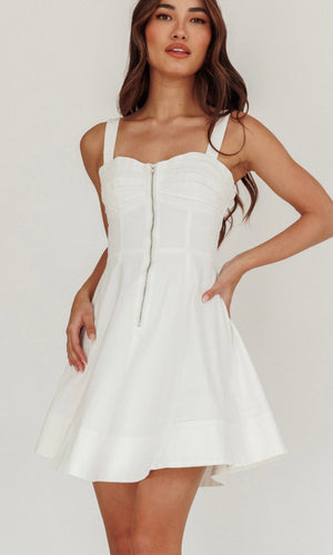 Ariana white denim mini dress
