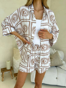 Hallie Set in White sunburst print