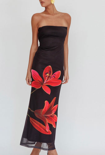Crimson kiss maxi dress