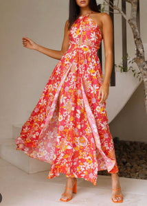 Carribean crush maxi orange  floral dress